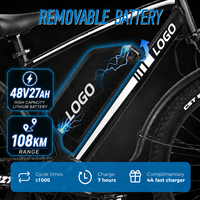 Vélo électrique pour livreuses, 27,5 pouces, autonomie de 108 km, E-MTB cargo avec moteur haute vitesse, vente en gros d'usine