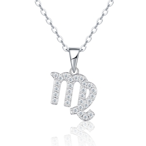 Collar con Colgante de Plata de Ley 925 Antideslustre con Símbolo del Horóscopo Virgo y Moissanita Brillante de Brillo Intenso - Product Image 1