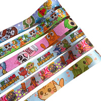 Sangle de téléphone/bouteille d'eau en jacquard imprimé double face en polyester/nylon, 20 mm, écologique, durable, motif dessin animé, pour sacs