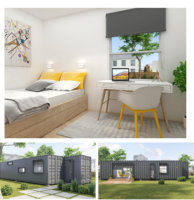 Maison conteneur maritime modifiée sur mesure de 20 pieds et 40 pieds avec panneaux sandwich et structure modulaire en acier, maison et hôtel conteneur portables