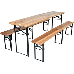 Ensemble table et bancs pliants pour bière, 176 cm, en bois <span class=keywords><strong>de</strong></span> sapin massif, pour pique-nique, terrasse, fête, camping, brasserie, barbecue, <span class=keywords><strong>jardin</strong></span> - Product Image 1