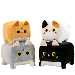 Peluche personnalisée, nouvelle, mignonne, en forme de chat carré, petite peluche de chaton pour jouets, enfants, mariage, super douce, rembourrage en coton PP - Product Image 1