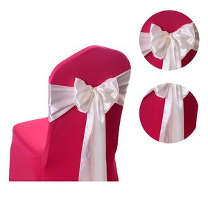 Custom White Satin <b>Bow</b> Flower Gold Colour 100 Pcs Chair Back Sashes Strap for Wedding - Product Image 2
