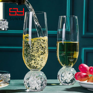 SUNYO Lead-free Crystal <strong>Champagne</strong> Glasses With Custom Bubble Base Luxury 7 Oz Clear <strong>Champagne</strong> <strong>Flutes</strong> Wedding <strong>Champagne</strong> <strong>Flutes</strong> - Product Image 1
