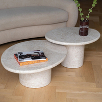 Table basse ovale moderne en marbre et pierre calcaire Cammy Stone pour salon, hôtel, appartement, villa