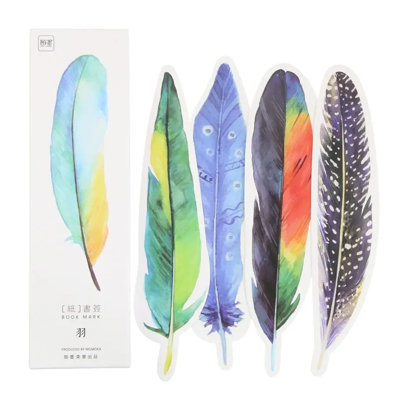 STICKERS PUNK 30pcs/Pack Colorful Feather Paper Bookmark Stationery Bookmarks Book Clip Office Accessories School Supplies 00316