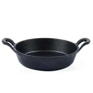 Pre-Dày Dạn Đúc Sắt Mini Chảo Máy Chủ Mini Hà Lan Lò Với Bằng Gỗ Platter Gang Cocotte Mini Phục Vụ Món Ăn