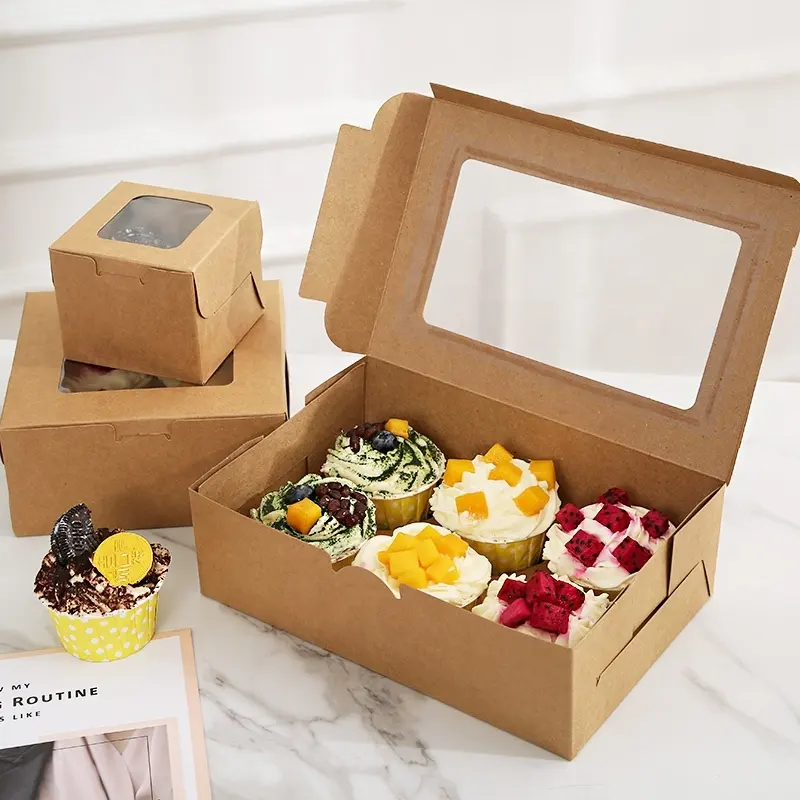 Caixa de embalagem de cupcake transparente, caixa de embalagem de cupcake transparente para bolos, 4 6 12 24 furos