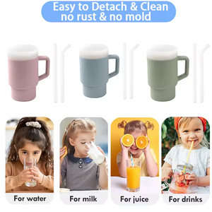 Gobelets d'apprentissage pour enfants en silicone sans BPA, personnalisables avec logo, 9 oz, anti-fuite, pour bébés et tout-petits - Product Image 5
