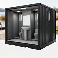 Unité de toilettes préfabriquée à double compartiment, emballage plat, norme européenne, pour chantier de construction, camp de travailleurs, toilettes préfabriquées à double compartiment