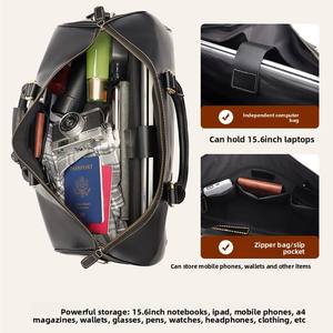 Sac de voyage en cuir véritable à roulettes grande capacité pour homme - Product Image 5