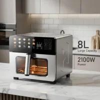 Penggorengan Udara Listrik 8L dengan Kontrol Sentuh 60-230 ° Pengatur Waktu 24 Jam Suhu C dengan Lapisan Anti Lengket untuk Dapur Rumah