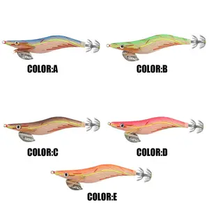 Hot sale 3# 3.5# Glowing Wood Light Up Prawn Cuttlefish Bait Whole Sale Wooden Shrimp Squid Jig Egi Seawood Yozuri Lures