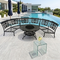 Table de foyer BBQ traditionnelle en aluminium de haute qualité, durable, ronde, pour salon extérieur