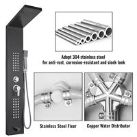 Kangrun nouveau lancement antirouille et durable noir premium en acier inoxydable mural salle de bain panneau de douche colonne système de tour