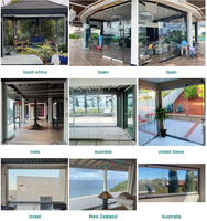 Cloison de balcon extérieure en verre de grande taille pour maison résidentielle, mur coulissant en verre pour balcon, porte pliante accordéon en verre, quincaillerie