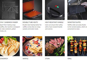 Gaufrier électrique 3 en 1, grille-pain, antiadhésif, pour Sandwich et petit déjeuner, boutonnage d'œuf Toast, gaufre, bon marché - Product Image 6