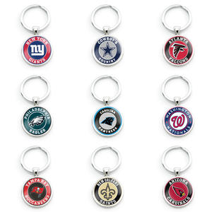 سلسلة مفاتيح بتصميم مخصص بشعارات فرق كرة القدم الأمريكية للبيع بالجملة، قلادة زجاجية بحجر الوقت، كاوبويز، بيلز، 32 فريق NFL - Product Image 2