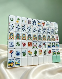 Jeu de tuiles de mahjong américaines en acrylique coloré, 160 pièces, luxe moderne, supports et pousseurs gravés sur mesure, Luxelife MJ-045 - Product Image 4