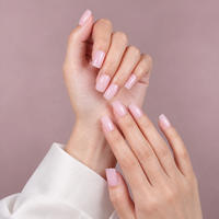 Lot de 32 faux ongles courts en ABS rose poudré, brillants, solides et imperméables, à presser – Meilleur prix de gros