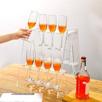 Porte-champagne en acrylique à 2 niveaux Porte-verre mural à champagne moderne Porte-verre à champagne Étagère de table pour fête de mariage