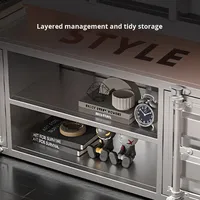 Meuble TV en fer de style industriel avec rangement pour salon, table basse et mur de fond TV, origine Fujian