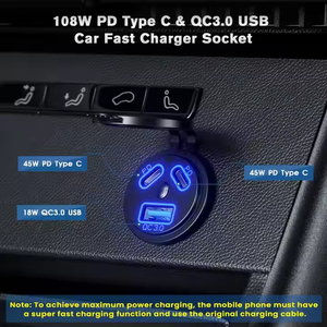Chargeur de voiture USB type C à double port <span class=keywords><strong>Prise</strong></span> de courant rapide 12V étanche avec 3 ports de charge - Product Image 2