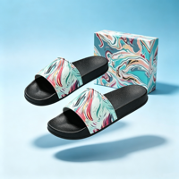 Sandales à enfiler tendance en PU imprimé marbre avec semelle EVA pour la maison et la plage – Vente en gros pour les magasins de détail et les commandes en gros