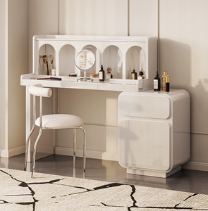 Legno e acciaio gamba di piccole dimensioni bianco <span class=keywords><strong>ragazze</strong></span> moderna toletta con specchio e sgabello sedia tavoli cosmetici - Product Image 2