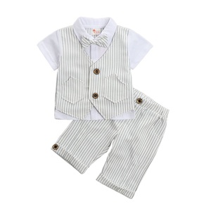Conjunto de Ropa <span class=keywords><strong>para</strong></span> Niños Pequeños: Camiseta de Manga Corta + Corbata de Moño + Pantalones Cortos <span class=keywords><strong>con</strong></span> <span class=keywords><strong>Tirantes</strong></span>, Traje de Caballero <span class=keywords><strong>para</strong></span> Verano - Product Image 5