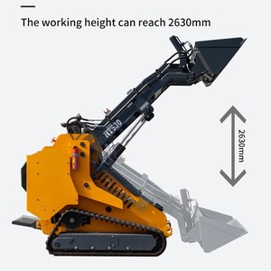Minicargadora de orugas con sistema hidráulico completo, color amarillo, para uso en interiores, giro de 360 grados - Product Image 2