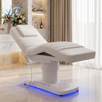 Table de soin esthétique électrique incurvée professionnelle à 3 moteurs, réglable, pour massage facial, avec éclairage LED intégré