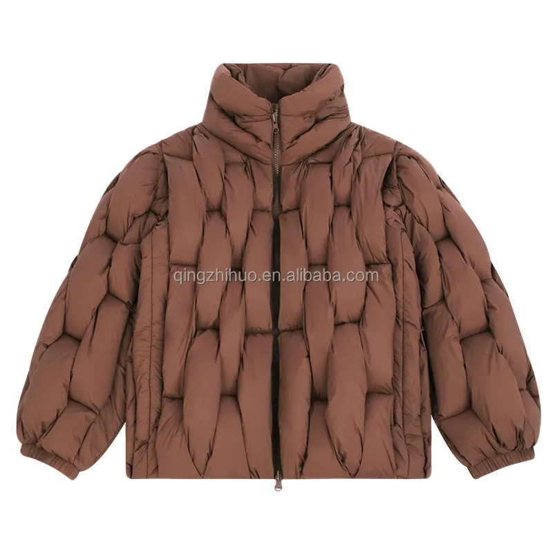 All'ingrosso abbigliamento invernale marrone alla moda cappotti firmati personalizzati morbidi impermeabili all'aperto Plus Size Bubble piumino da uomo