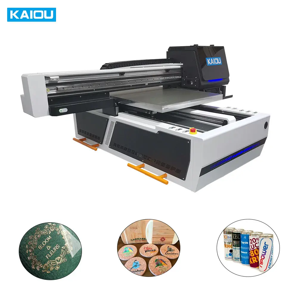 Многофункциональный УФ-принтер Kaiou XP600 для акриловых стеклянных бляшек и запонок, планшетный УФ-принтер, 6090