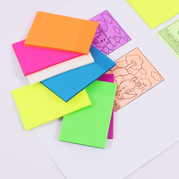 Fournitures scolaires Foska 75*50mm bloc-notes étanche 7 couleurs fluorescentes adhésif fort Transparent PET Notes autocollantes pour le bureau
