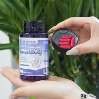 Capsules d'extrait de racine de ginseng, complément alimentaire, soutien immunitaire pour adultes, 60 capsules, halal, fabrication OEM, marque privée