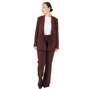 Pantalon pour femme Bordeaux coupe mi-mollet, tenue professionnelle - Product Image 4
