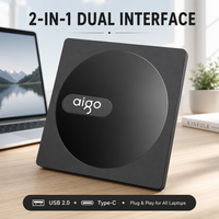Aigo G100 Prêt à l'emploi Lecteur DVD externe USB 2.0 Type-C Graveur de CD DVD-RW pour Ordinateur Portable PC Mac Plug and Play