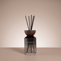 Diffuseur de parfum en verre dégradé mat de luxe 200 ml avec bouchon en bois de noyer, boîte-cadeau en tube de papier personnalisé