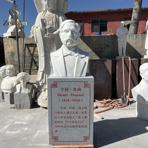 Statue en pierre personnalisée Henry <span class=keywords><strong>Dunant</strong></span>, décoration publique extérieure, sculpture de figure en pierre naturelle - Product Image 3