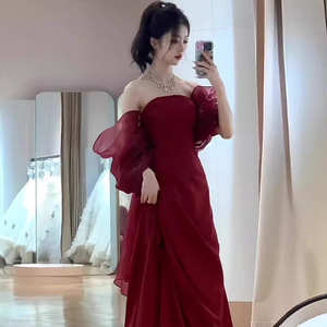 S0225A Abito da Sposa in Raso, Vestito da Sera a Sirena di Alta Gamma per Piccola Sposa, Vestaglia da Sera per Feste - Product Image 2