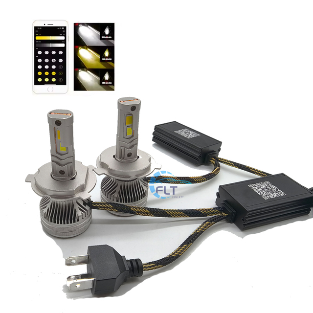 APP-Controlled LED Headlight Bulbs 3000k to 8000k Multi-Mode Options 6000k Color Temperature for H1 H4 H7 H11 9005 Vehicles