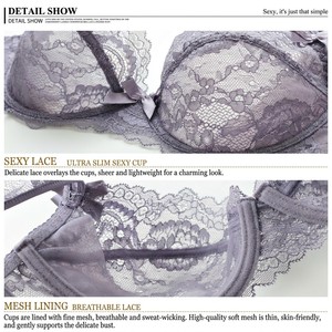 Set Reggiseno Donna <span class=keywords><strong>Push</strong></span>-<span class=keywords><strong>Up</strong></span> <span class=keywords><strong>Trasparente</strong></span> Ultra Sottile in Pizzo con Fiocco e Spalline Regolabili - Vendita all'Ingrosso dal Produttore - Product Image 3