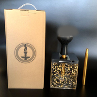 Nouveau narguilé acrylique ensemble 8 "Portable doré luxe Cube acrylique narguilé ensemble carré Sheesha narguilé électrique avec LED
