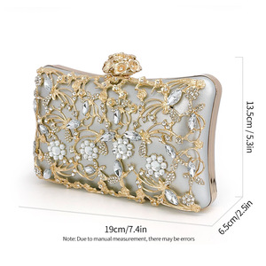 New Design Elegant Dinner Party <b>Clutch</b> Handbag Metal Handle Cosmetic Bag Women <b>Wedding</b> Bride Evening Bags - Product Image 4
