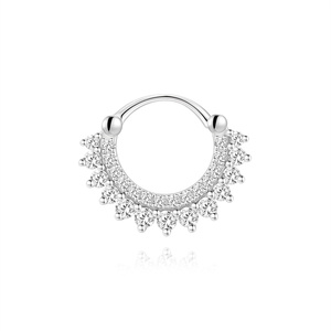 Anneau de nez rond en argent sterling 925 avec moissanite, clip d'oreille, piercing pour femme - Product Image 1