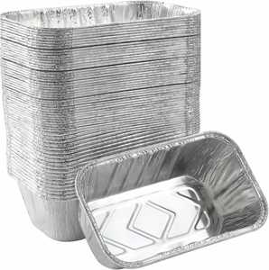 OEM Logo Rectangle Aluminum Foil Disposable <b>Takeaway</b> Food <b>Container</b> with Recyclable Plastic Lid Small Size - Product Image 1