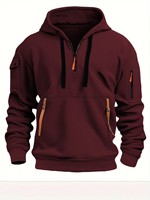 RUIQUWIN 2025 Automne Hiver Sweat à Capuche Sport Homme avec Fermeture Éclair, Veste à Multi-Poches, Haut d'Entraînement Personnalisable