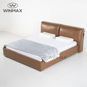 Modern Light Luxury Brown Leather Upholstered Comfortable <strong>Bed</strong> King Size Queen Size Wooden <strong>Pine</strong> Iron <strong>Frame</strong> for Bedroom - Product Image 3