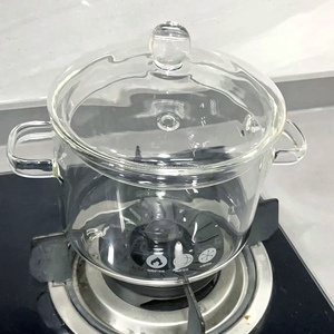 Olla de cocina de vidrio transparente de vidrio resistente al calor de alto nivel con mango de tapa Juegos de contenedores de alimentos de vidrio - Product Image 6